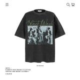 American vintage street T-shirt pure cotton retro men's and women's summer loose