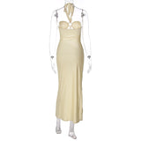 Women Dresse Long Skirt Hollow out Waist Back Slit Dress