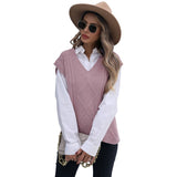 Women Knitted Sweater Autumn Solid Color Knitted Vest