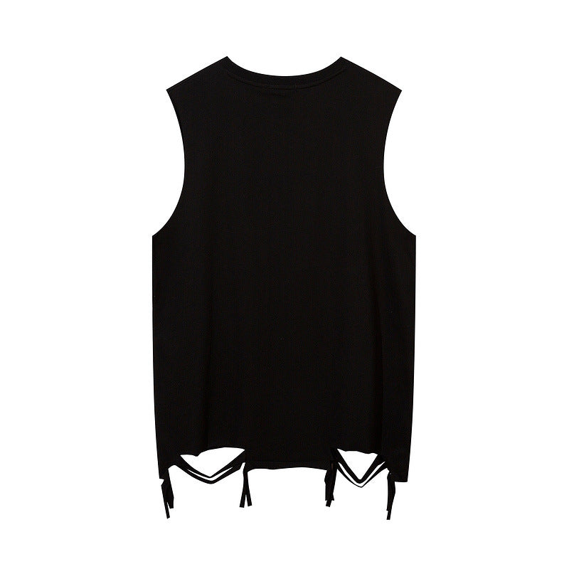 Men Vest Necklace Vest Men's and Women's Hiphop Loose Sleeveless T-shirt Sports Top
