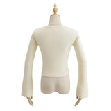 Women Sweater Knitwear Sexy V-neck Knitwear Women's Autumn Winter Retro Slim-Fit Long-Sleeved Pullover Short Sweater