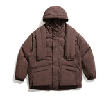 Unisex Winter Cotton Coat Three-Dimensional Pocket Decorative Hooded down Jacket
