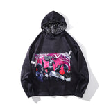 Men Hoodie Vintage Print Oversize Loose-Fitting Hoodie