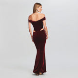 Women Dresses Sexy Waist Hollow-out Velvet Dress Long Dress Dress (Zns0409)