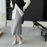 Women Knitted Skirt Autumn and Winter Knitting Skirt Pleated Skirt Loose