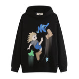 Men Hoodie Hip Hop Cartoon Puff Print Couple Hooded Sweater