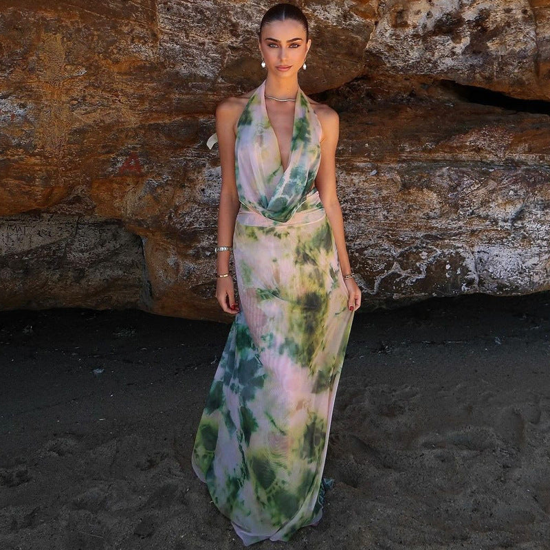 Women Dresses Summer Sexy Backless Lace up Dress