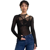 Women Jumpsuit Spring and Summer Mesh Tight Jumpsuit