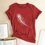 Woman Aesthetic Clothes Vintage Feather Print Women's T Shirt