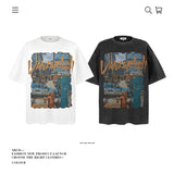 American vintage street T-shirt pure cotton retro men's and women's summer loose