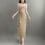 Women Dresses Cutout Sling Dress Spring Summer Slim-Fit Long Dress