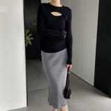 Women Knitted Skirt Autumn Knitted Skirt Hip Skirt