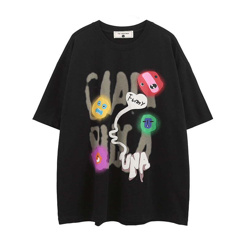 Men T Shirt Letter Graffiti Couple Short Sleeve T-shirt