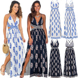 Women Date Dress Summer Sexy Slit Backless Slip Dress