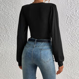 Women Jumpsuit Spring and Summer Sexy V-neck Slim-Fit Long Sleeve Jumpsuit