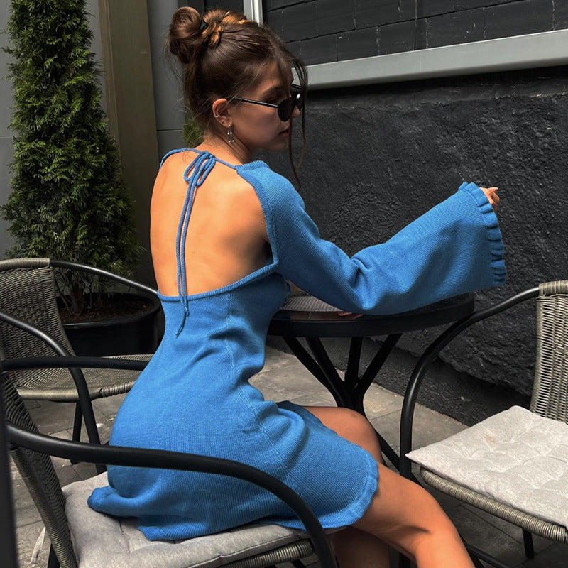 Women Dresses Sexy Hollow-out Backless Sheath Fishtail Dress
