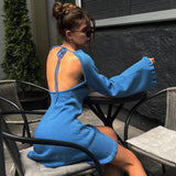 Women Dresses Sexy Hollow-out Backless Sheath Fishtail Dress