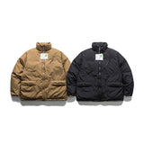 Unisex Winter Cotton Coat Stand-up Collar down Jacket Retro Loose down Jacket