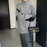 Women Winter Knitted Sweater Autumn and Winter Turtleneck Sweater Loose Pullover Sweater 8t3109