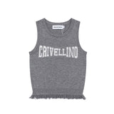 Women Vest Retro Alphabet Jacquard Slim Knit Short Vest