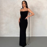 Women Dresses Winter Sexy Backless Slim Fit Lace-up Dress