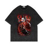 Washed and old short-sleeved T-shirt retro high street loose cotton