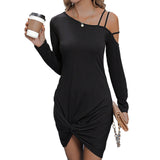 Women Dress Fall/Winter Slim Long Sleeve Sexy off Shoulder Dress