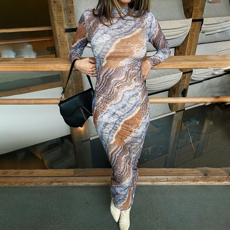 Women Dresse Long Dress Long Sleeve Dress round Neck