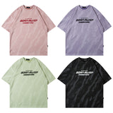 Men T Shirt Vintage Distressed Graffiti Suede Short Sleeve T-shirt