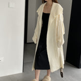 Women Cardigan Sweater Autumn Sweater Coat Lapel Loose Long Sweater W2353