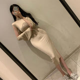 Women Dresses Turtleneck Sleeveless Dress Slit Slim-Fitting Hip Skirt