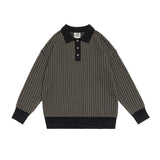 Unisex Sweater Fall Color-Blocking Gradient Striped Sweater