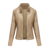 Red Leather Jacket Spring and Autumn Hooded Leather Coat Women's Detachable Hat Windproof Jacket