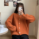 Women Knitted Cardigan Loose Pink Knitted Cardigan Sweater Coat