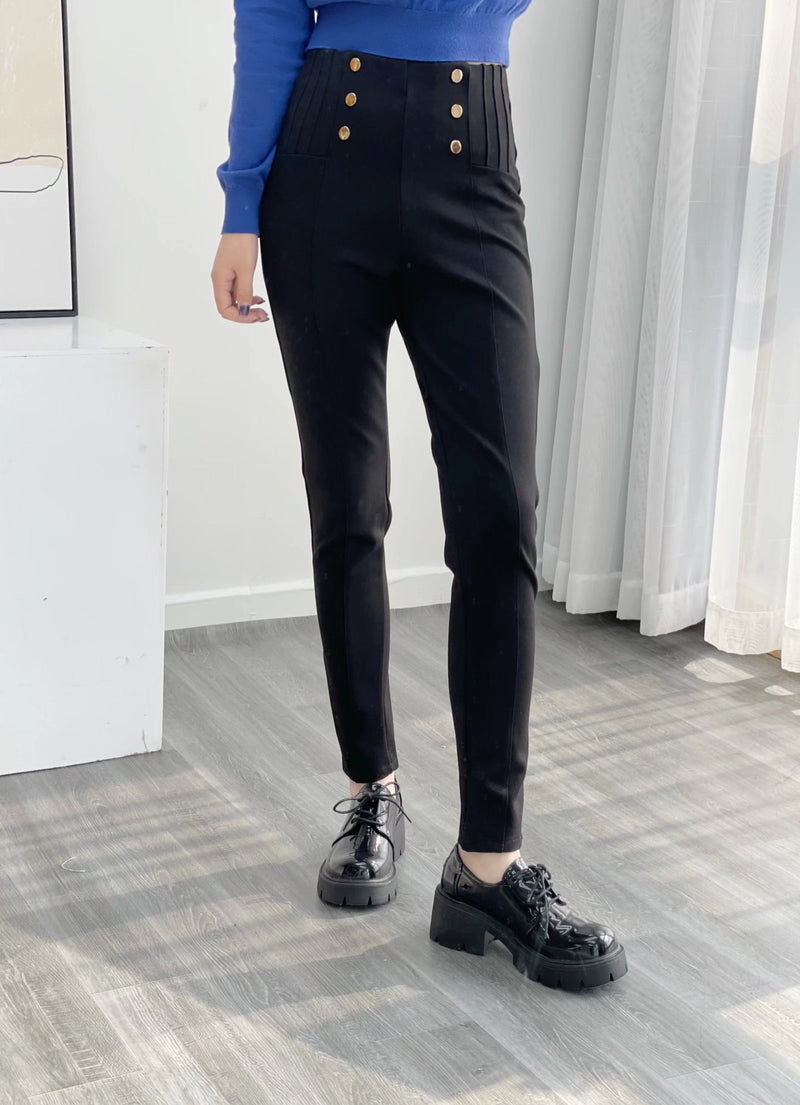 Women Sweatpants Vintage Breasted Black Trousers Autumn and Winter Casual Pants