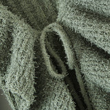 Women Sweater Knit Wear Large Wave Lapel Knitted Cardigan Ruffled Flared Sleeve Sweater