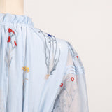 Women Dresses Spring Lantern Sleeve Embroidery Voile High Waist Dress (Qymy0409)