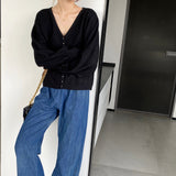 Women's Cardigan Sweater Autumn Loose V-neck Women's Coat Top 8t8238