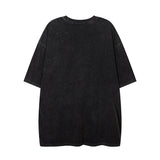 Men T Shirt Hip Hop Letter Graffiti Washed and Worn Short Sleeve T-shirt Men and Women Oversize
