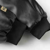 Unisex Winter Cotton Coat PU Leather Baseball Collar Cotton Coat Vintage Loose Cotton Coat