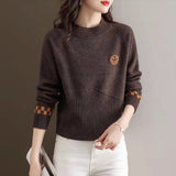 Women Knitted Pullover Short Sweater Autumn Knitted Long Sleeve Autumn and Winter