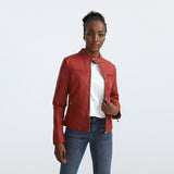 Red Leather Jacket Casual Leather Clothing Coat