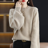 Women Knitted Pullover Autumn and Winter round Neck Loose Knit Sweater