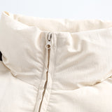 Unisex Winter Cotton Coat Letter Printed Hooded Cotton-Padded Coat Vintage Loose and Warm Cotton-Padded Coat