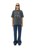 Pure cotton loose T-shirt with round neck and short sleeves