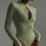 Women Jumpsuit Spring Sexy Turtleneck Hollow-out Long Sleeve Jumpsuit