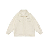Unisex Jacket Autumn Winter Retro Polo Collar Jacket Loose Lamb Wool Couple Coat