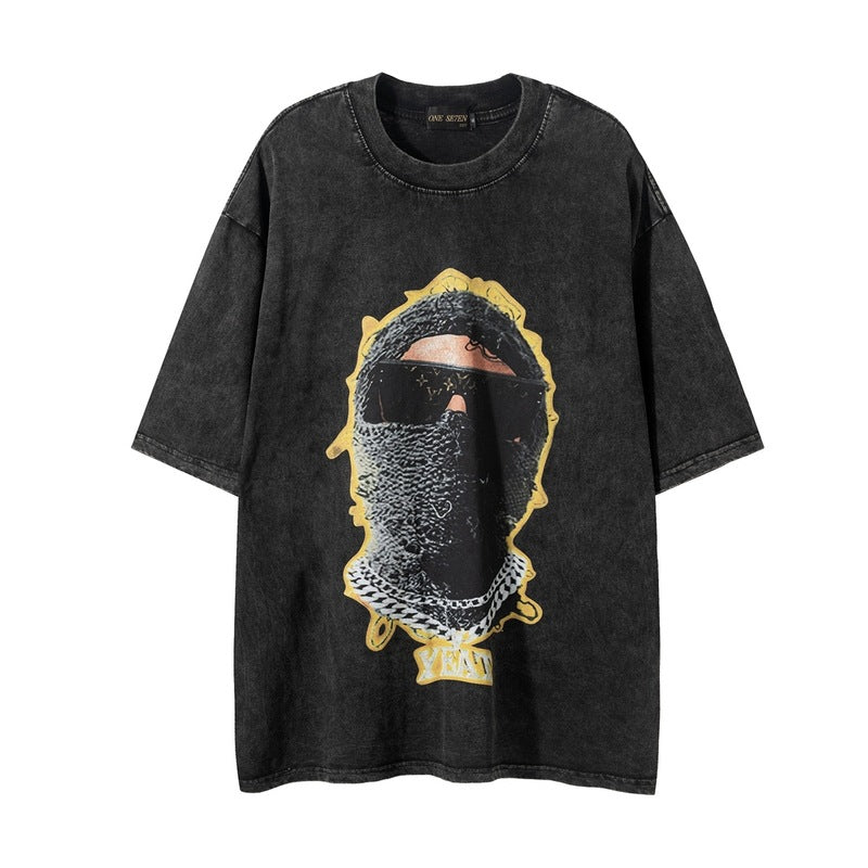 Men T Shirt Vintage Distressed Short Sleeve T-shirt Men's and Women's Hip Hop Vintage Half Sleeve Tee
