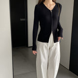 Women Cardigan Sweater Fall Slim Fit Zipper Knitted Cardigan Long Sleeve Sweater 8t8307