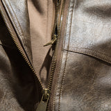 Unisex Winter Cotton Coat down Jacket Retro Loose PU Leather down Jacket
